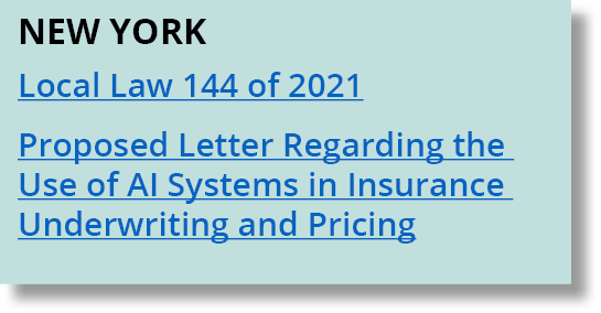 new york Local Law 144 of 2021 Proposed Letter Regarding the Use of AI Systems in Insurance Underwriting and Pricing