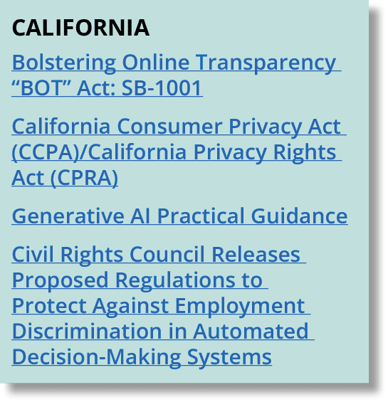 California Bolstering Online Transparency “BOT” Act: SB 1001 California Consumer Privacy Act (CCPA)/California Privac...