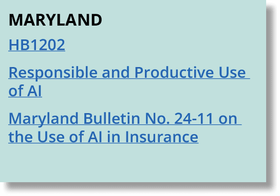 maryland HB1202 Responsible and Productive Use of AI Maryland Bulletin No. 24 11 on the Use of AI in Insurance